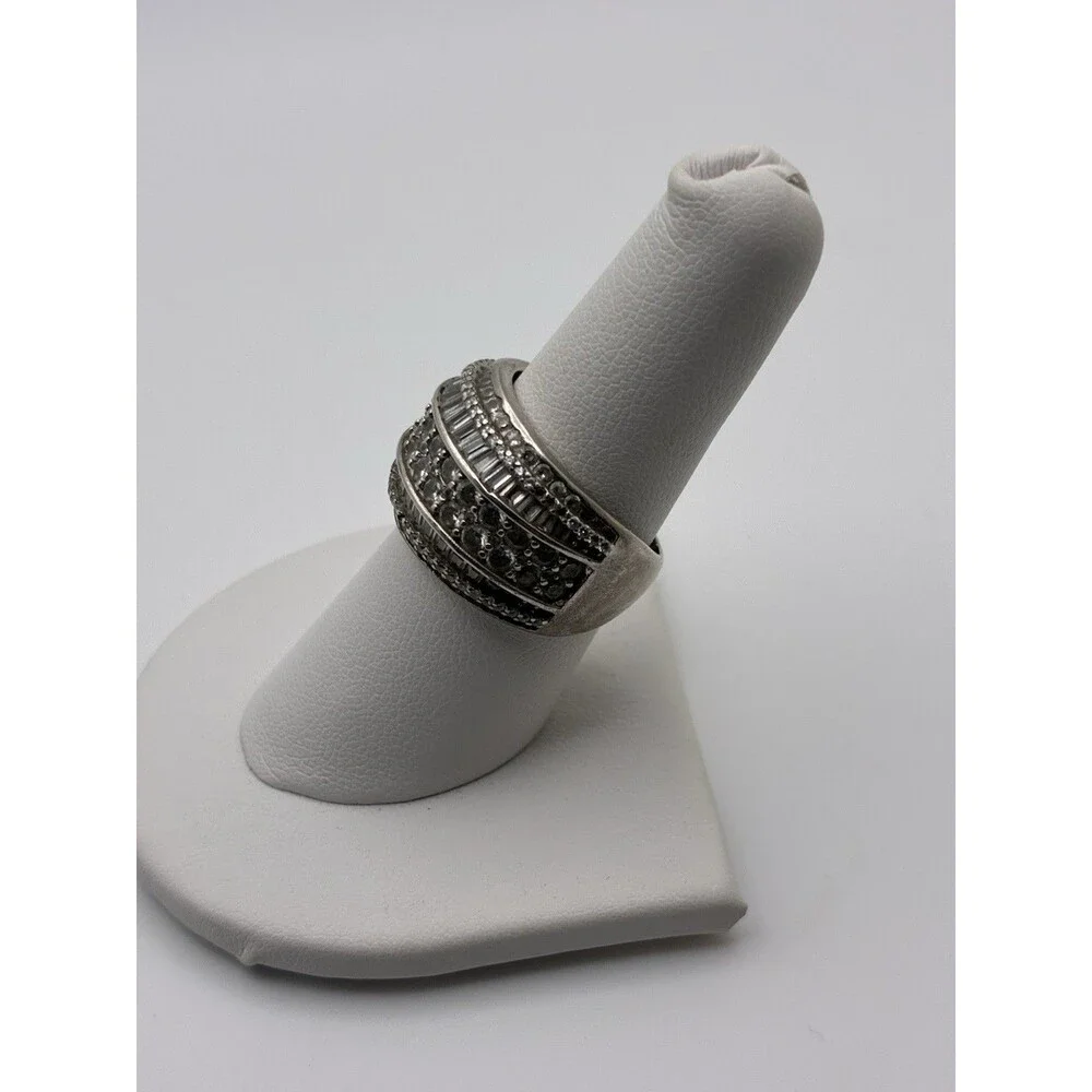 Sterling& Glass Statement Wedding Band Unisex Flashy Tested Sz 8 China FZN 8.45g
